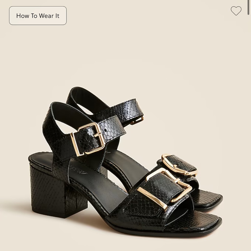 J. Crew Black Sandals with Gold Buckles